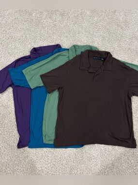 Lot of 4 R&R Casual Cotton Collared Colorful Dress Polo Shirts Men’s Size XL